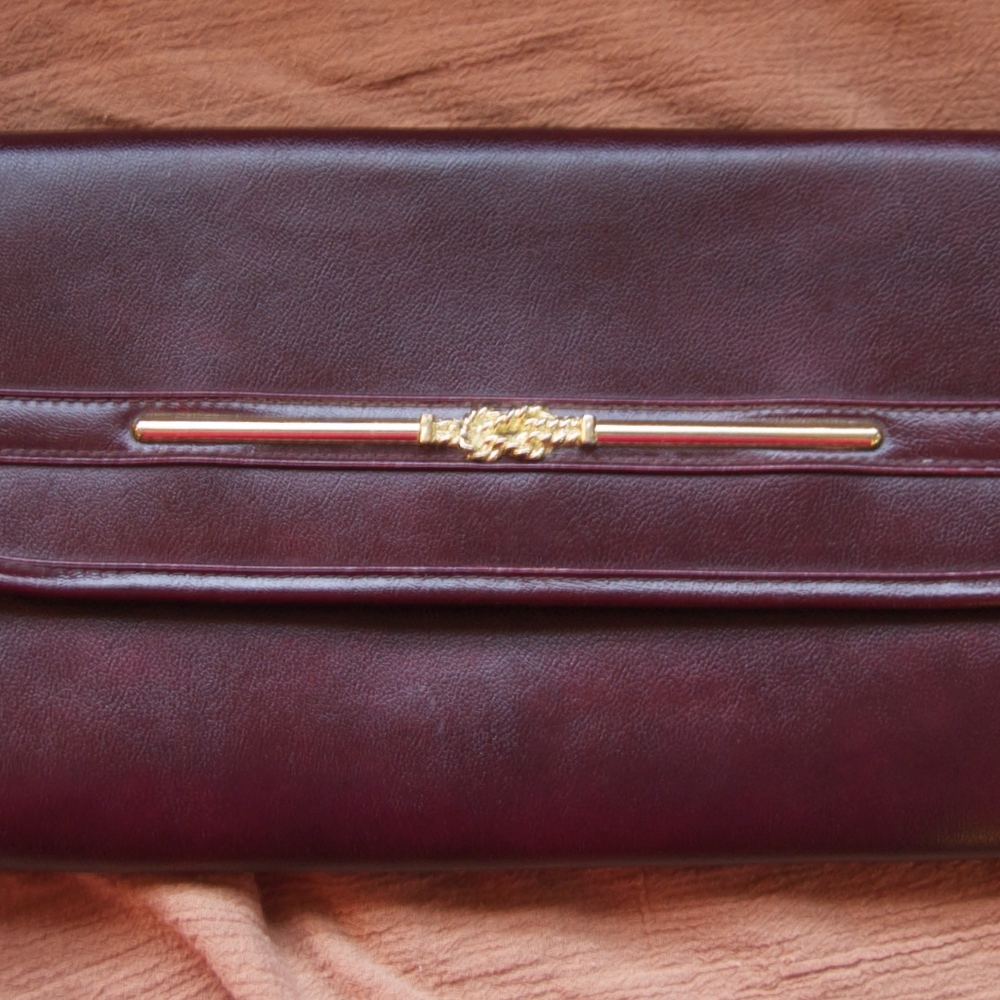Maroon Shoulder Bag Clutch with Removable Strap
